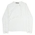 ZARA Womens White Basic Long Sleeve Crew Neck Plain Top M Elegant