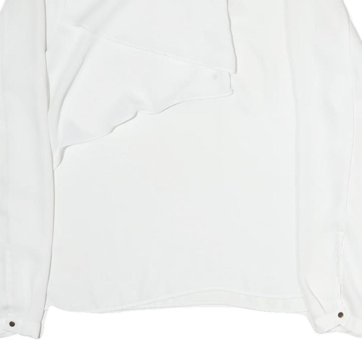 ZARA Womens White Basic Long Sleeve Crew Neck Plain Top M Elegant