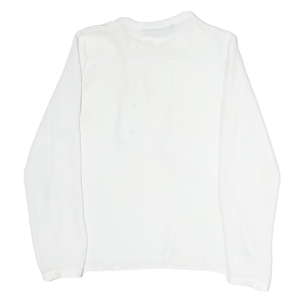 ZARA Womens White Basic Long Sleeve Crew Neck Plain Top M Elegant