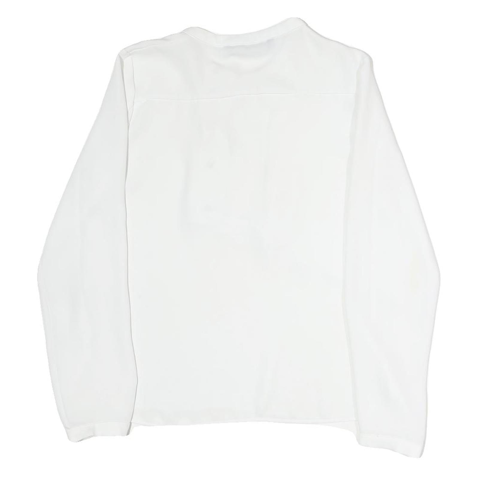 ZARA Womens White Basic Long Sleeve Crew Neck Plain Top M Elegant