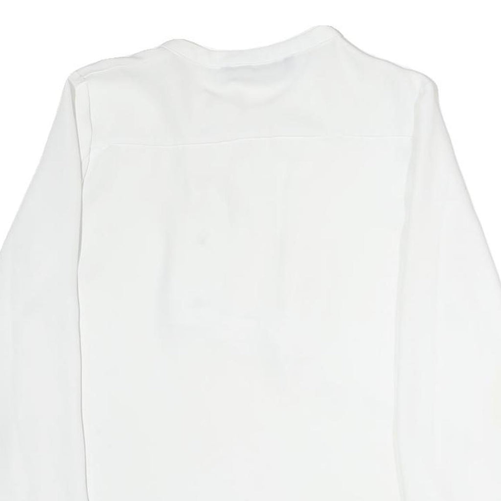 ZARA Womens White Basic Long Sleeve Crew Neck Plain Top M Elegant