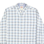 LEVI'S Mens White & Blue Checked Cotton Shirt M Classic Button-Down Collar Long