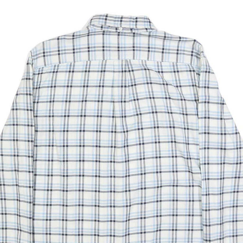 LEVI'S Mens White & Blue Checked Cotton Shirt M Classic Button-Down Collar Long