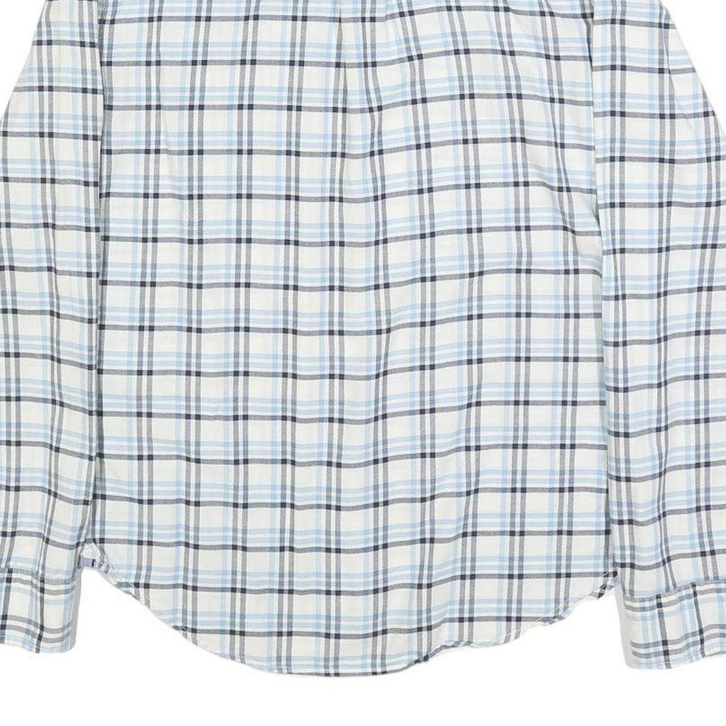 LEVI'S Mens White & Blue Checked Cotton Shirt M Classic Button-Down Collar Long