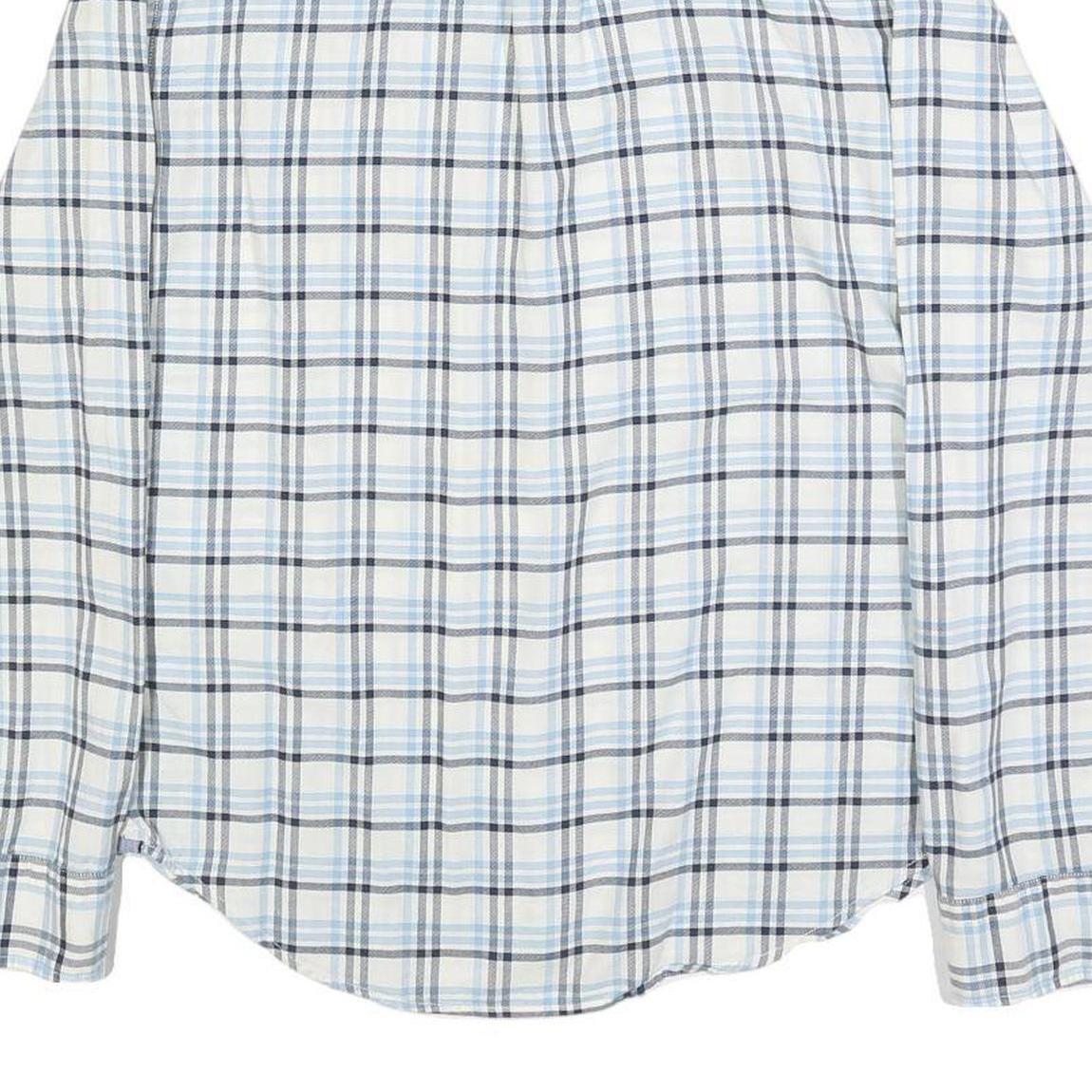 LEVI'S Mens White & Blue Checked Cotton Shirt M Classic Button-Down Collar Long