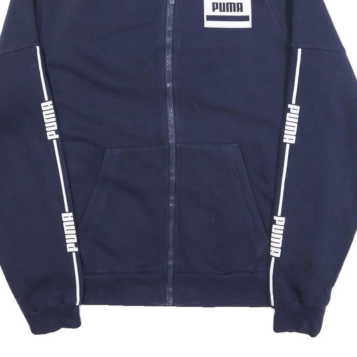 PUMA Mens Navy Blue Zip Jacket M Cotton Blend Athletic Sportswear Casual