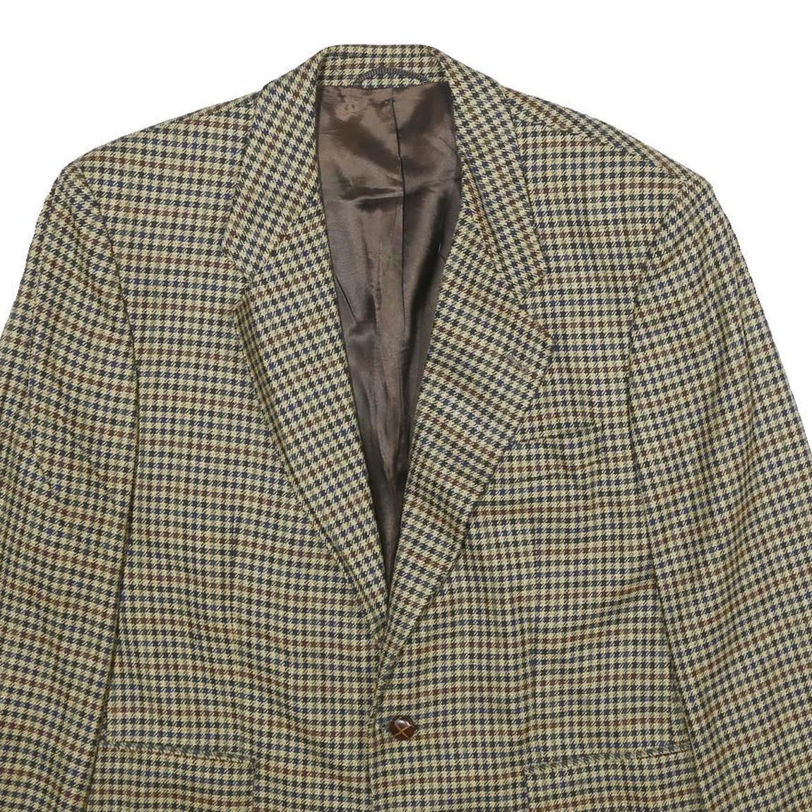 FELDER Mens Beige & Brown Wool Jacket XL Woven Classic Button Closure
