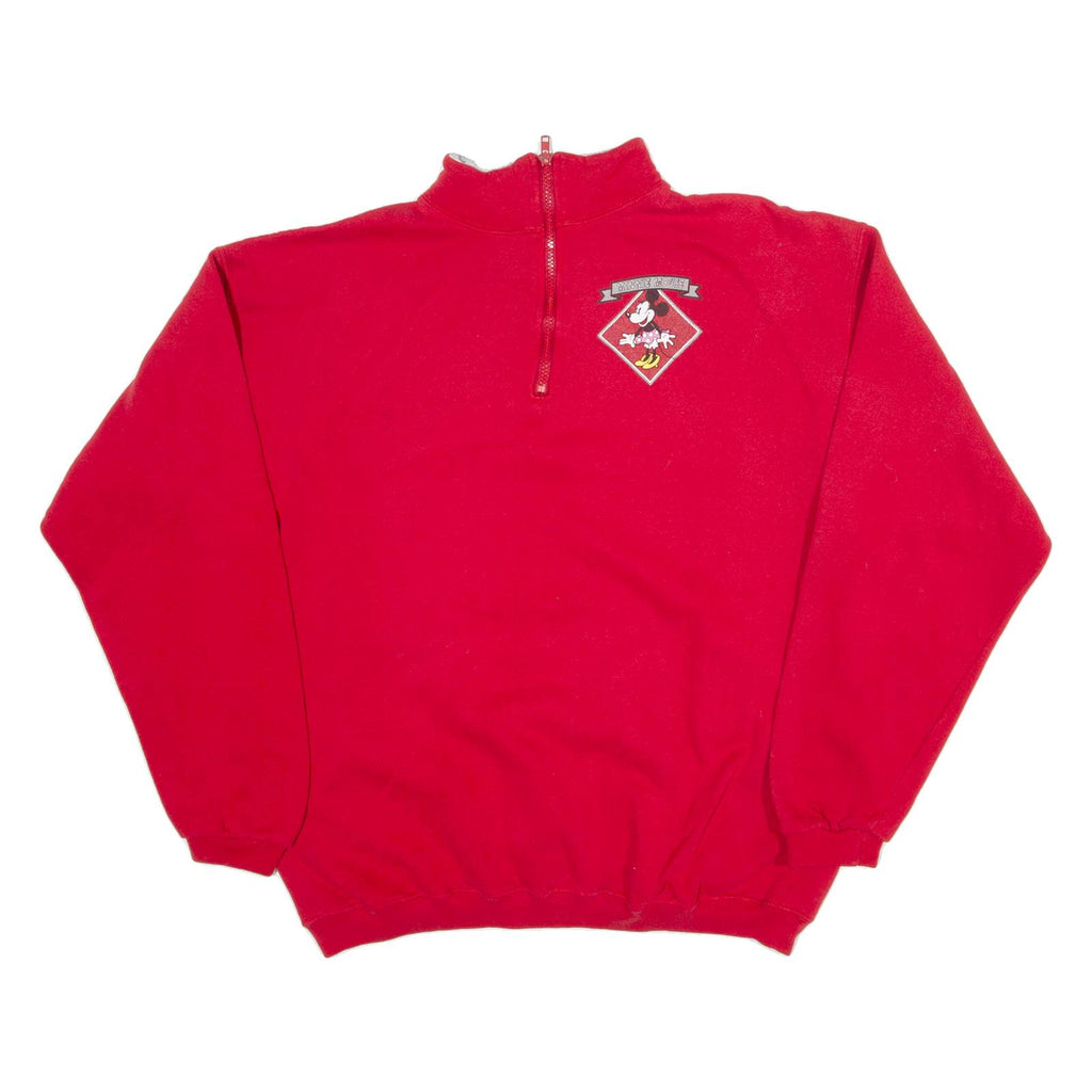 DISNEY Minnie Mouse Womens Sweatshirt Red 1/4 Zip ONE SIZE