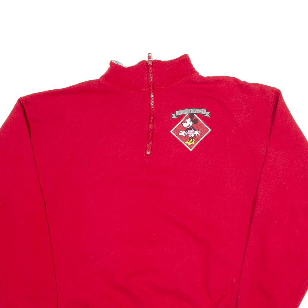 DISNEY Minnie Mouse Womens Sweatshirt Red 1/4 Zip ONE SIZE