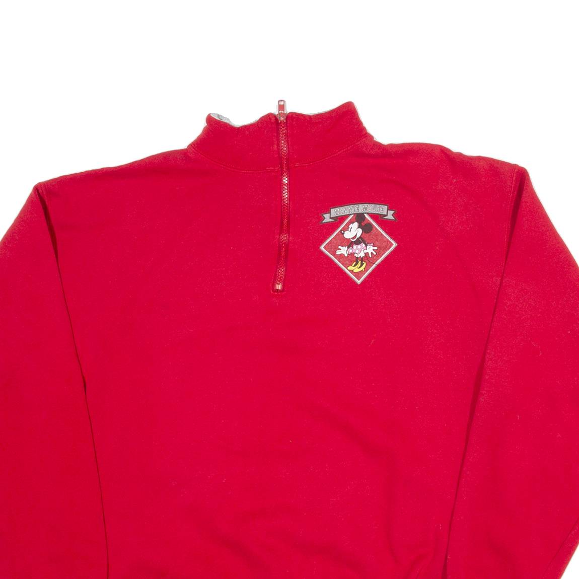 DISNEY Minnie Mouse Womens Sweatshirt Red 1/4 Zip ONE SIZE