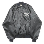 AUBURN Mens Black Nylon Bomber Jacket S Button Lazy A Stables Ohio