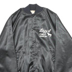 AUBURN Mens Black Nylon Bomber Jacket S Button Lazy A Stables Ohio