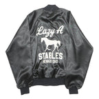 AUBURN Mens Black Nylon Bomber Jacket S Button Lazy A Stables Ohio