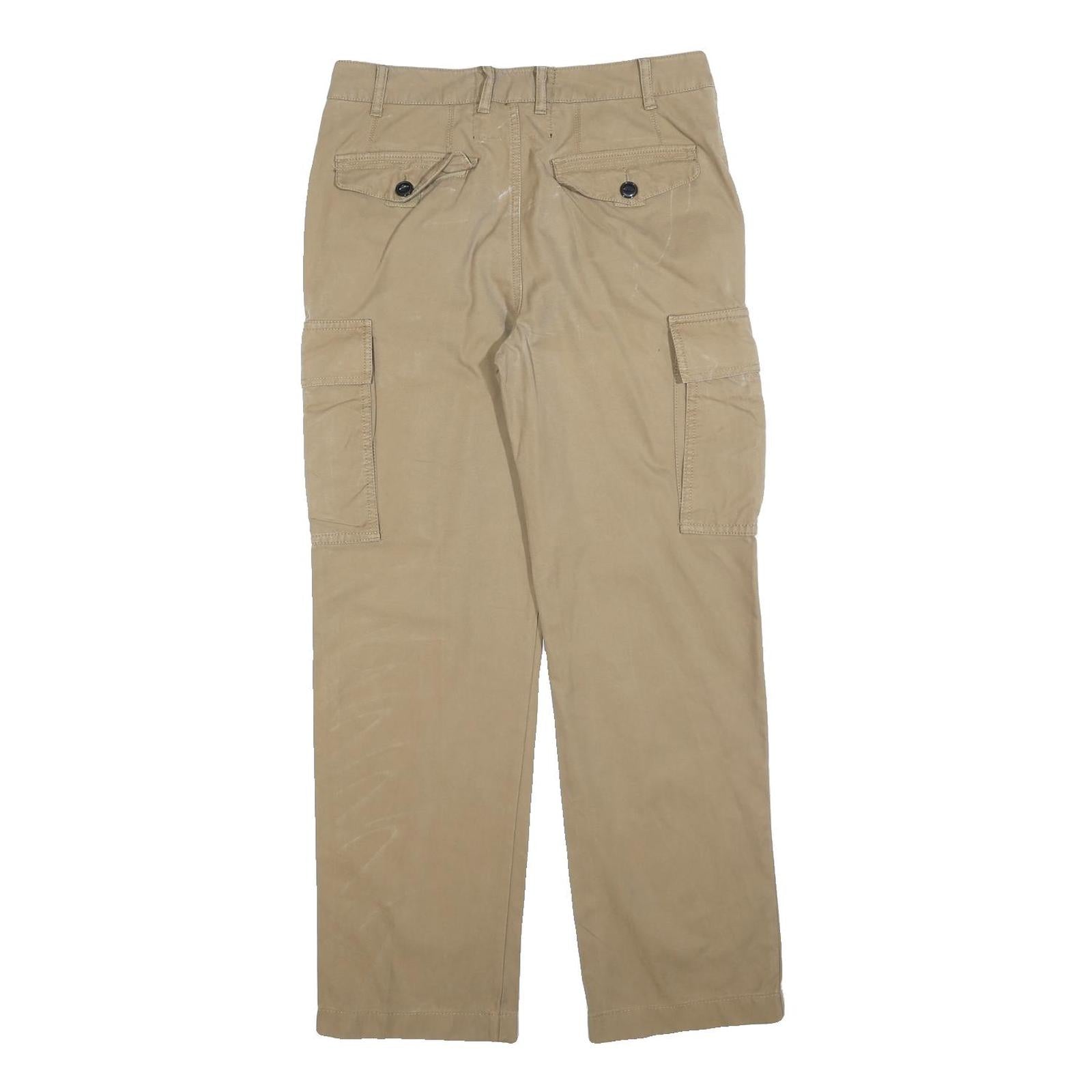 STEVE MCQUEEN Mens Cotton Blend Beige Regular Cargo Trousers W30 L30 Classic Zip