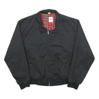 Mens Black Cotton Blend Bomber Jacket S Plain Zip Casual Lightweight Outerwear