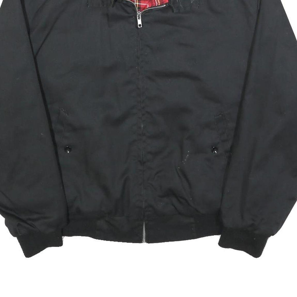 Mens Black Cotton Blend Bomber Jacket S Plain Zip Casual Lightweight Outerwear