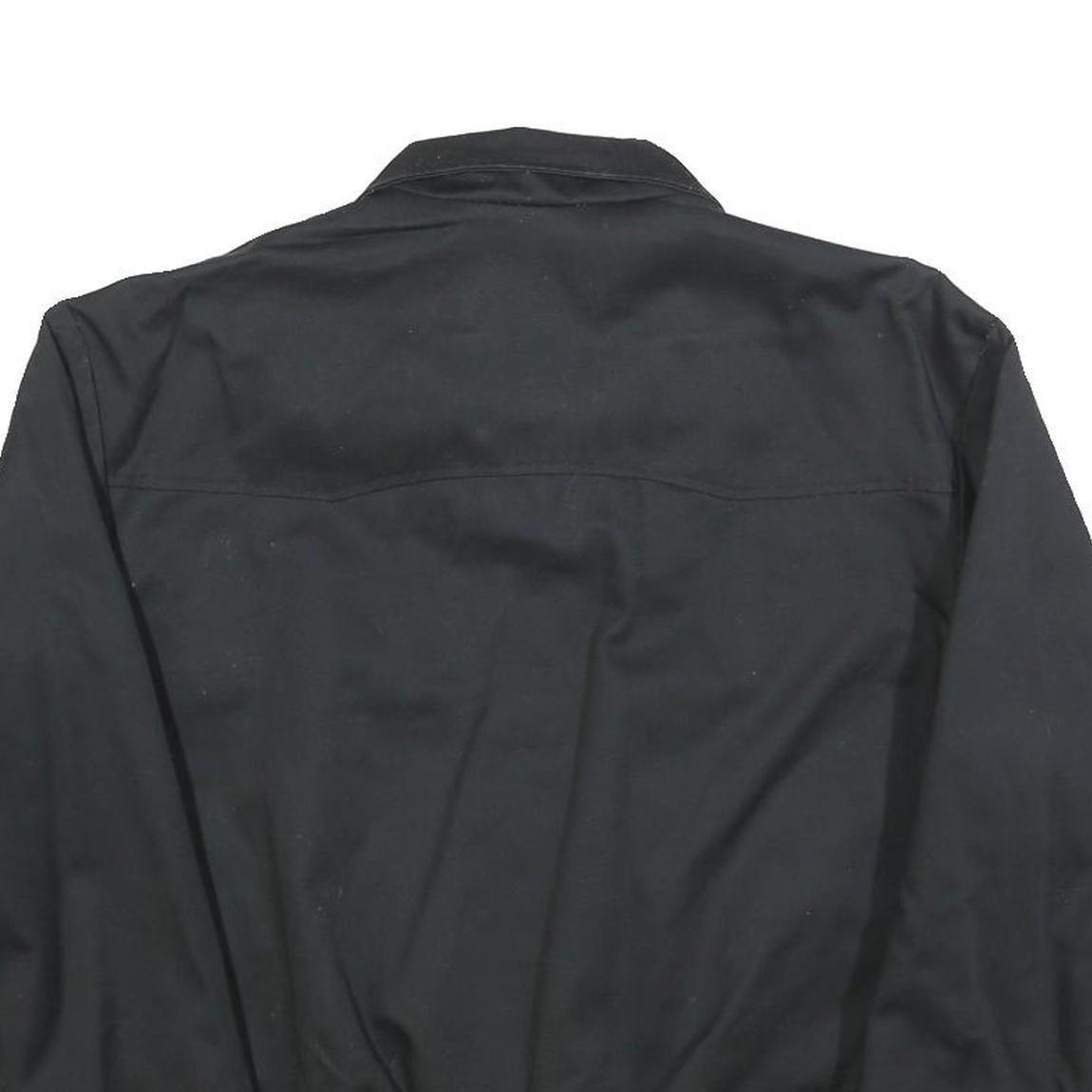 Mens Black Cotton Blend Bomber Jacket S Plain Zip Casual Lightweight Outerwear