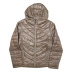 CALVIN KLEIN Womens Taupe Brown Lightweight Jacket M Polyester Blend Hooded Zip