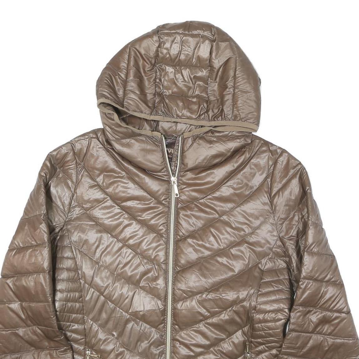 CALVIN KLEIN Womens Taupe Brown Lightweight Jacket M Polyester Blend Hooded Zip