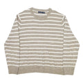 NAUTICA Womens Beige & White Striped Plain Crew Neck Basic Knit XL Cotton Blend