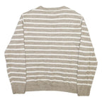 NAUTICA Womens Beige & White Striped Plain Crew Neck Basic Knit XL Cotton Blend