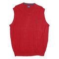 CHAPS Mens Red Plain V-Neck Basic Knit L Sleeveless Cotton Jumper Vest