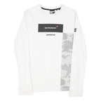 SUPERDRY Mens White Graphic Long Sleeve Crew Neck T-Shirt S Cotton Blend