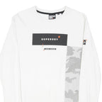 SUPERDRY Mens White Graphic Long Sleeve Crew Neck T-Shirt S Cotton Blend