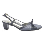 ALEXANDRIA Women Slingback Leather Black UK 3 Low Block Heel Elegant Shoes