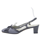 ALEXANDRIA Women Slingback Leather Black UK 3 Low Block Heel Elegant Shoes