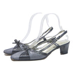 ALEXANDRIA Women Slingback Leather Black UK 3 Low Block Heel Elegant Shoes