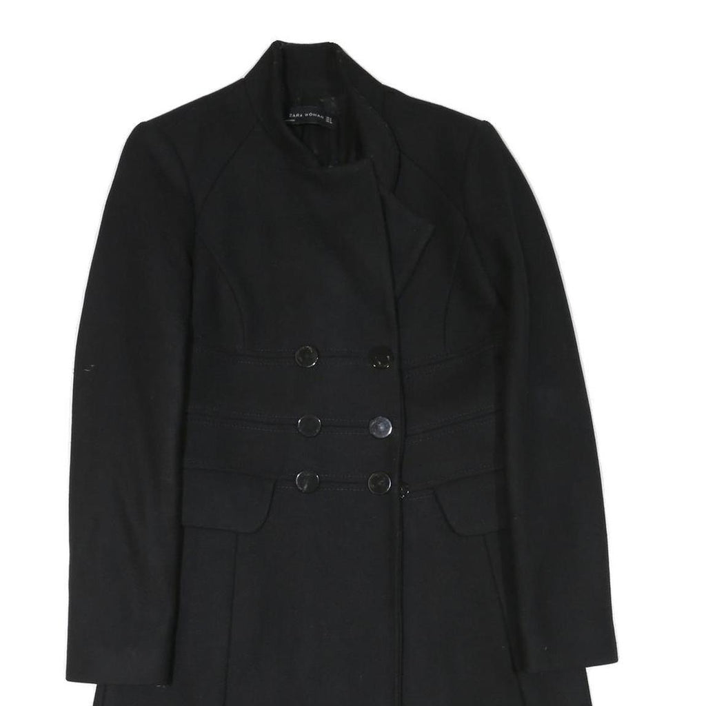 ZARA WOMAN Womens Black Wool Blend Button Jacket XS Plain Elegant Tailored Fit