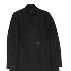 ZARA WOMAN Womens Black Wool Blend Button Jacket XS Plain Elegant Tailored Fit