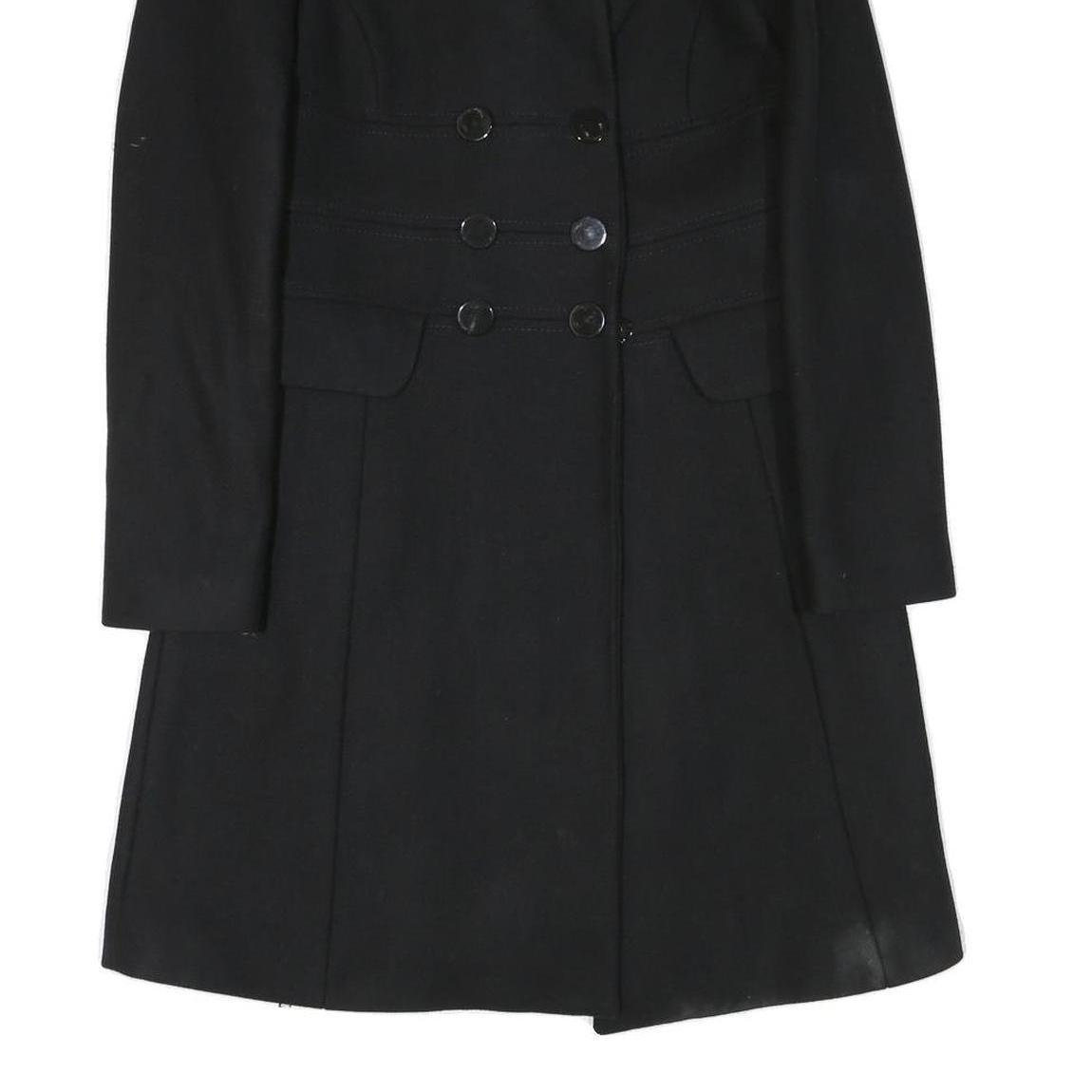 ZARA WOMAN Womens Black Wool Blend Button Jacket XS Plain Elegant Tailored Fit