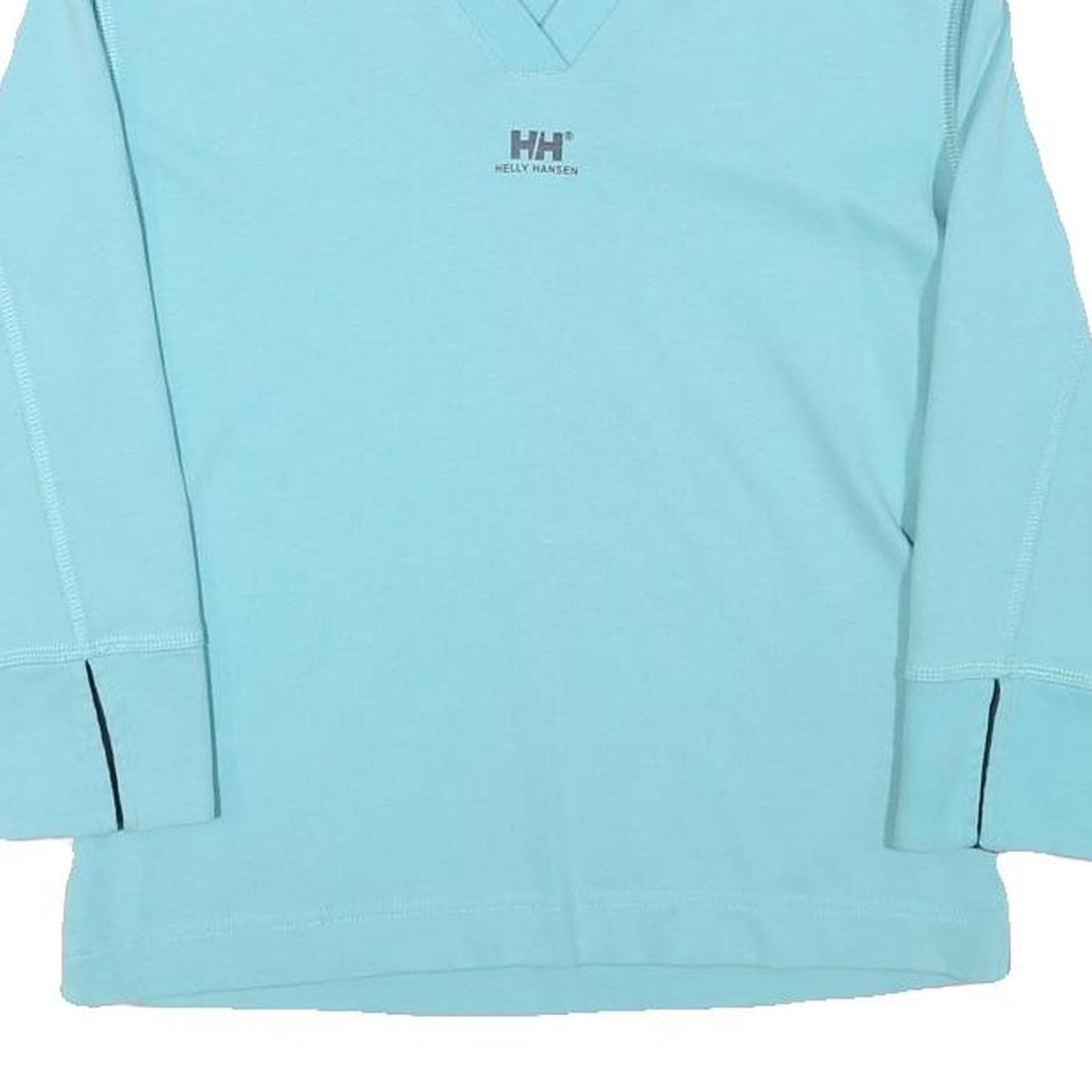 HELLY HANSEN Womens Blue Cotton Blend V-Neck Sweatshirt S Casual Comfort