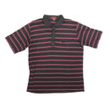 BAY HILL CLASSICS Mens Black & Red Striped Polo Shirt XL Cotton Blend Casual