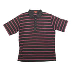 BAY HILL CLASSICS Mens Black & Red Striped Polo Shirt XL Cotton Blend Casual