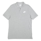 NIKE Mens Grey Short Sleeve Plain L Cotton Polo Shirt Casual Sportswear