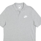 NIKE Mens Grey Short Sleeve Plain L Cotton Polo Shirt Casual Sportswear