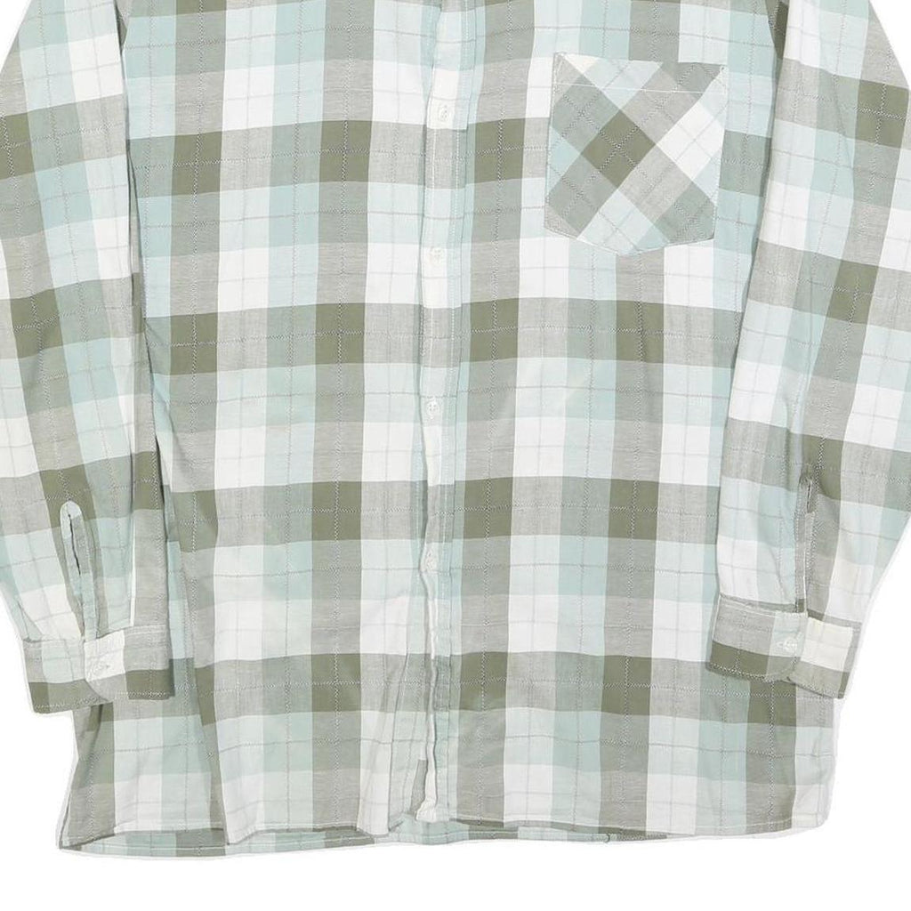 MARSUM Mens White & Green Check Shirt L Cotton Blend Casual Long Sleeve