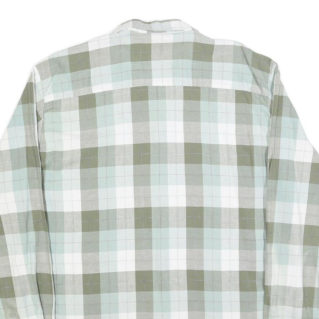 MARSUM Mens White & Green Check Shirt L Cotton Blend Casual Long Sleeve