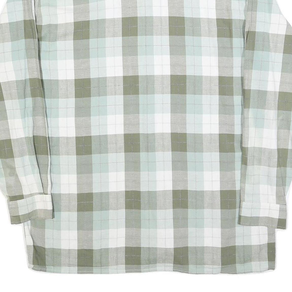 MARSUM Mens White & Green Check Shirt L Cotton Blend Casual Long Sleeve