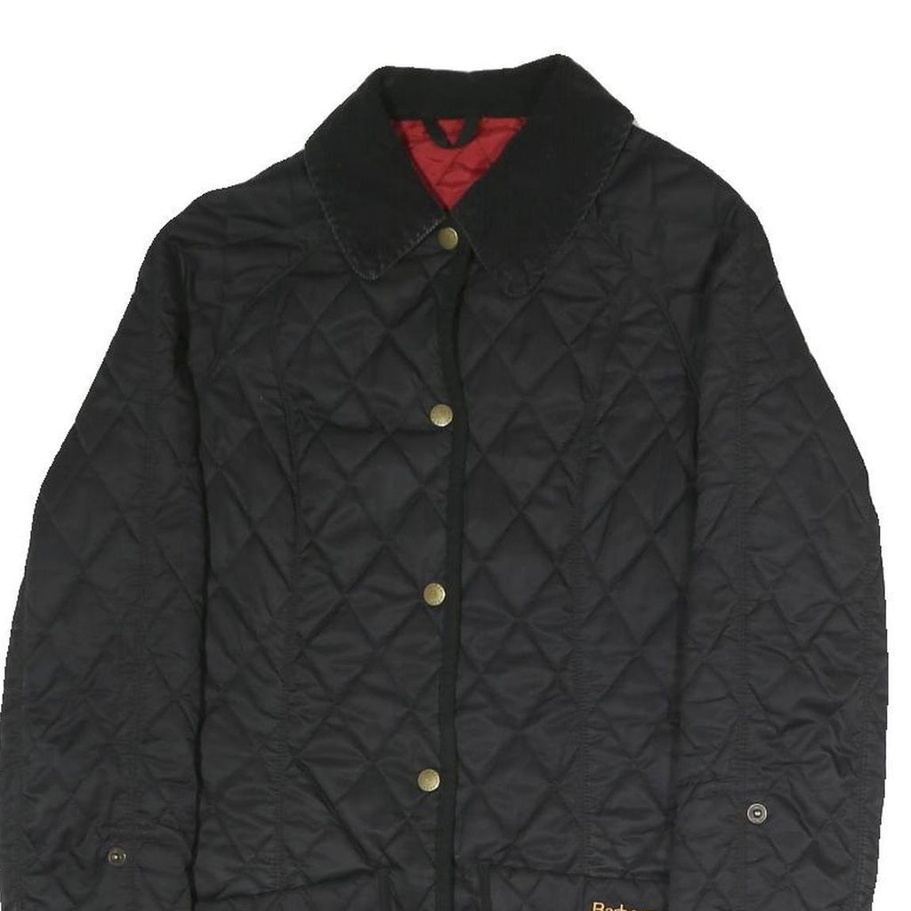 BARBOUR Womens Black Quilted Button Jacket UK 8 Polyester Blend Classic