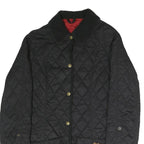BARBOUR Womens Black Quilted Button Jacket UK 8 Polyester Blend Classic