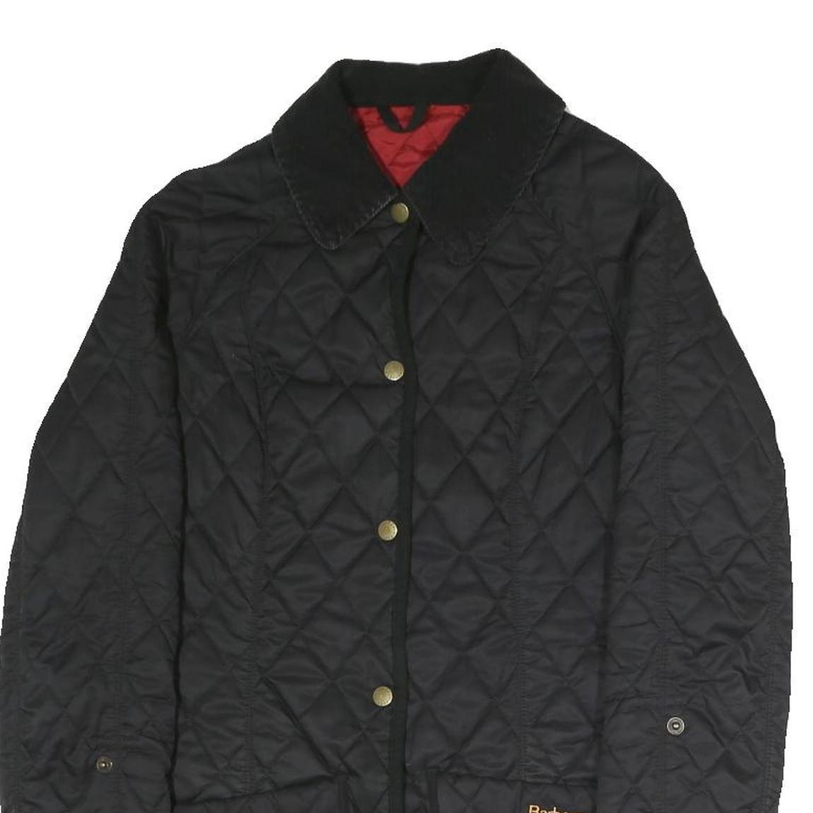BARBOUR Womens Black Quilted Button Jacket UK 8 Polyester Blend Classic