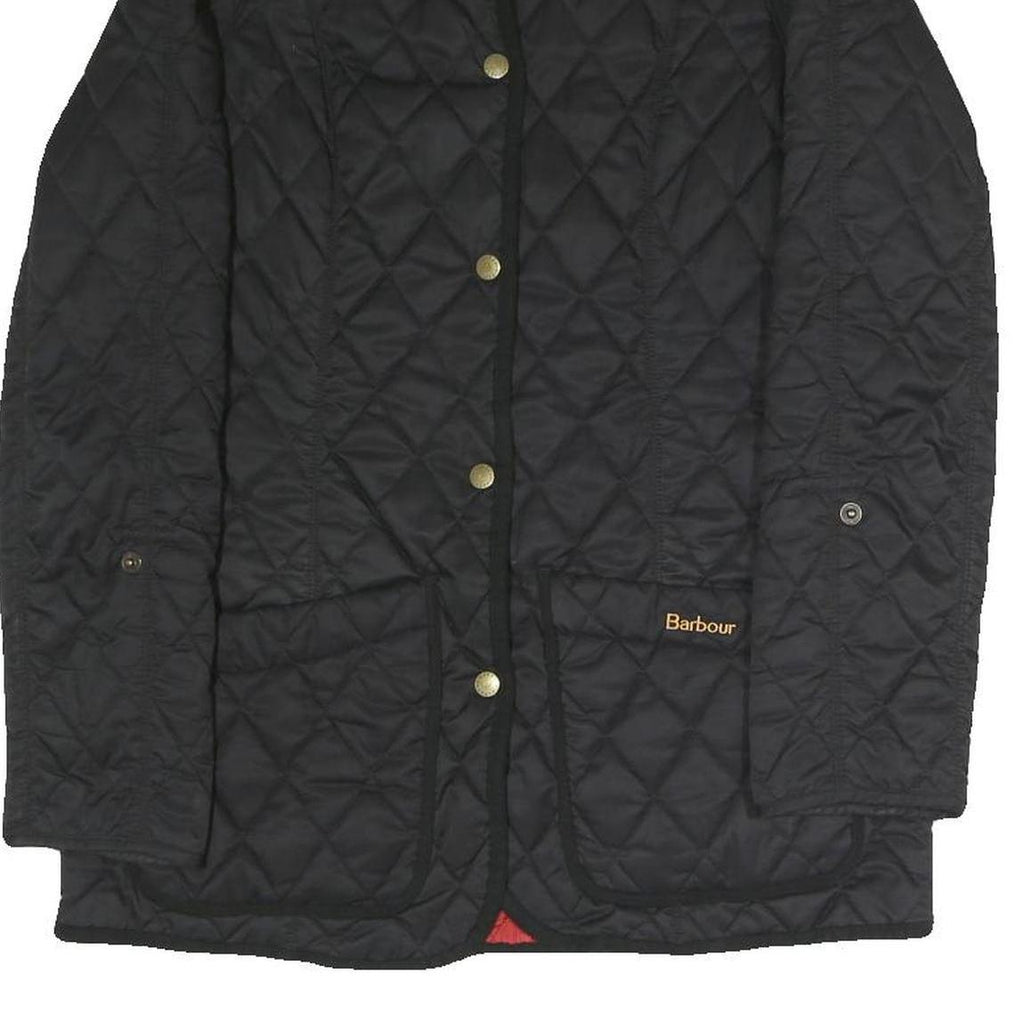 BARBOUR Womens Black Quilted Button Jacket UK 8 Polyester Blend Classic