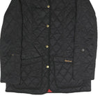 BARBOUR Womens Black Quilted Button Jacket UK 8 Polyester Blend Classic
