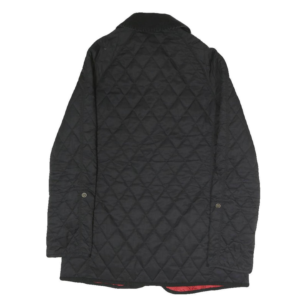 BARBOUR Womens Black Quilted Button Jacket UK 8 Polyester Blend Classic