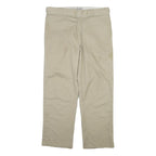 DICKIES Mens Cotton Beige Regular Fit Straight Leg Trousers W36 L29 Workwear