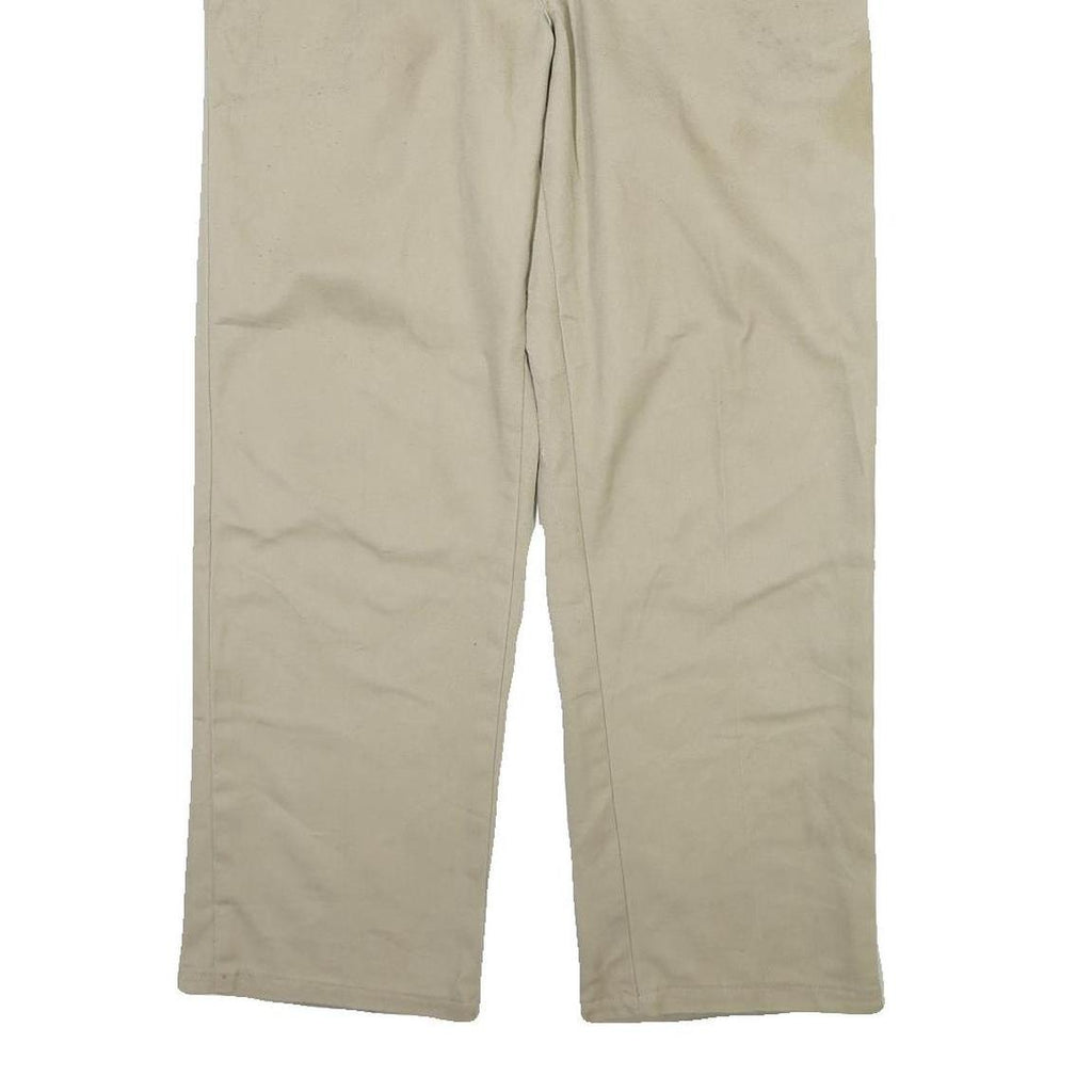 DICKIES Mens Cotton Beige Regular Fit Straight Leg Trousers W36 L29 Workwear
